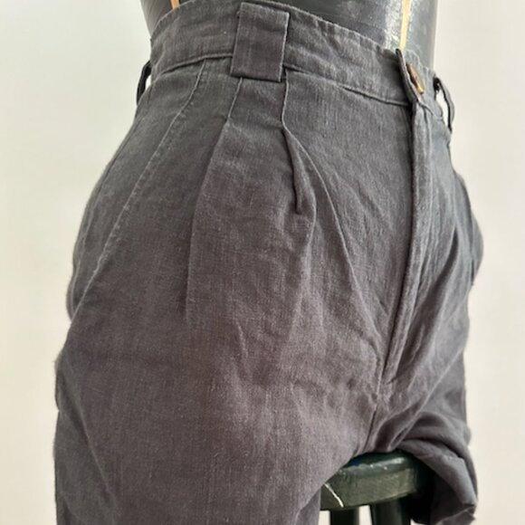 Vintage Linen High-Waisted Trouser Shorts - Picture 1 of 3